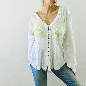 NWT Free People Margie embroidered cotton top size S